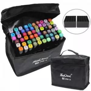 더블 팁 유성 마카펜 색상 파우치 포함 필기용 펜 문구 마카펜 유성 홀더