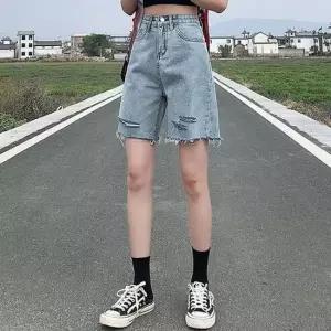 여자 하이웨스트 데미지 워싱머스트해브 하프팬츠