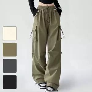 걸스 릴랙스핏 카고슬랙스 코드 조거 스트랩 데일리 통바지 여자카고 고무줄 키작녀