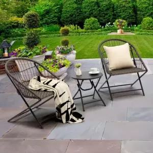 지엠퍼니처 트링카 라탄 접이식 폴딩 카페 테라스 야외용 의자 테이블 세트 2인용