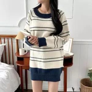 이쁘다요 나그랑 배색 니트 원피스 데일리 WFLMN3B