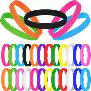 MATEPLUS 24피스 실리콘 팔찌 12가지 색상/블랙/옐로우/오렌지/불/퍼플/그린 고무 손목 밴드 균일화
