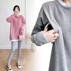 루즈핏 긴팔 원피스 외출수 유복 수유티 임산부빅 사이즈 잠옷 임산부홈웨어 겨울 니트