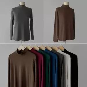 로제 속기모 반폴라 히트텍 여성이너반목티 얇은기모티 하프터틀넥 여성 긴팔 티셔츠 (7color)