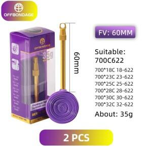 OFFBondage 알루미늄 밸브 초경량 자전거 내부 튜브 700C 도로 TPU 타이어 60mm 80mm 길이 FV 2 개