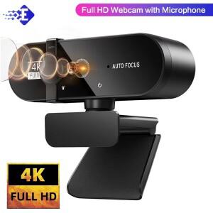 웹캠 4K USB 웹 카메라(마이크 포함) 자동 초점 2K 카메라 PC 컴퓨터 노트북 라이브 스트리밍 1080P 웹캠(