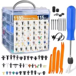 GOOACC 1295피스 자동차 리테이너 클립 및 자동 패스너 모음-37가지 가장 인기 있는 사이즈 나일론 범퍼 펜