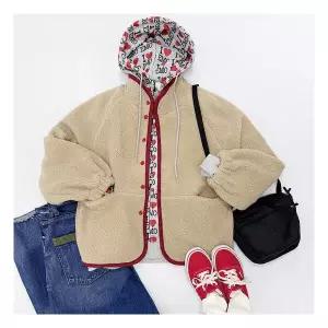 미즈큐즈 / 아방핏 라인배색 뽀글이 후리스 나그랑 양털 오버핏 949465