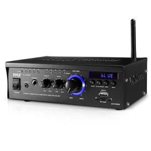 [미국배송] PYLE BLUETOOTH 미니 스테레오 파워 앰프 - 2X120W 듀얼 채널 사운드 오디오 수신기 엔터테인먼트(리모트 포함) 증폭 스피커 CD DVD MP3 극장용 3.5MM RCA 입력 스튜디오 사용 PCAU48BT.5