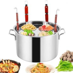 YJINGRUI 커머셜 파스타 냄비, 28.5쿼트 스테인리스 스틸 쿠커, 가정용 주방 레스토랑용 스트레이너 콜랜더 포함, 4홀