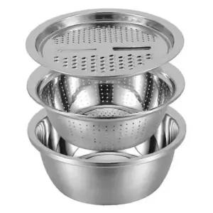 샐러드 채칼 28CM 야채 3P세트 스텐 믹싱볼 채반