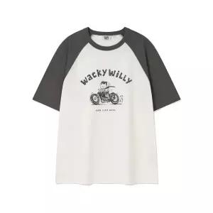 (MD PICK) 와키윌리 WACKY WILLY 키키 앤 모터사이클 레글런 반팔 티셔츠 차콜 WA2502ST28CH 145213
