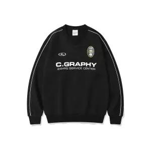 매장판 코드그라피 트랙 브이넥 맨투맨 블랙