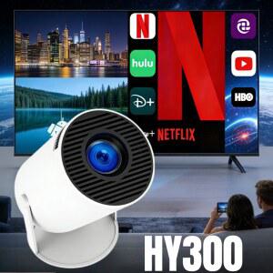 호환 WiFi6 BT54 업그레이드 HY300 프로젝터 휴대용 빔프로젝터 4K 지원 자동 수직 키스톤 180도 회전 영화 감상용