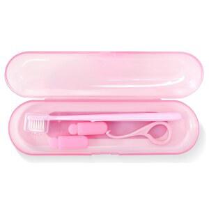 보이지 않는 사용자를 위한 치아교정 케어 키트 - V자형 칫솔, 맛 츄이 2개, 정렬 제거 도구, 통기성 있는 리테이너 케이스 여행 및 일상 사용을 휴대용 치과 청소 세트