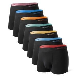 데이비드 아치 남성 트렁크 속옷 대나무 레이온 7팩, 통기성 및 쿨 박서 브 , 서포트 파우치 포함