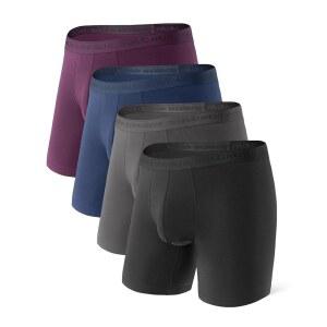 데이비드 아치 남성 속옷 울트라 소프트 모달 듀얼 파우치 트렁크 볼 벌지 남성용 복서 브 3팩 또는 4팩