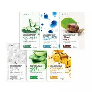 [본사정품]은율 내츄럴 마스크팩 6종 30매 (알로에+콜라겐+진주+오이+히알루론+달팽이 각 5매씩)