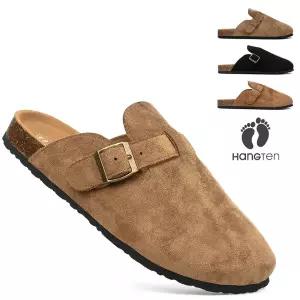 행텐 남자 스웨이드 버클 클로그 블로퍼 뮬 슬리퍼 남녀공용 커플 신발 캐주얼 실내외 여자슬리퍼