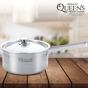 스텐304 위생적인 키친아트 퀸즈 통3중 스텐 인덕션 편수 냄비 18cm