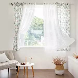 까르데코 내츄럴플라워 암막+코코체크 레이스 창문커튼4장