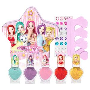 리틀블링 시크릿쥬쥬 국내제조 틴케이스 수성네일5종 시크릿쥬쥬화장품 임산부네일 유아메이크업