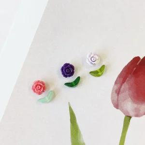 [6개]관통형 9mm 아크릴 손톱 꽃받침 3-515-2 꽃 팔찌 나뭇잎비즈 악세사리 재료