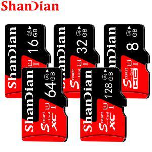 SHANDIAN-고속 미니 TF 32GB 선물 카드 리더 64GBSD/TF 플래시 메모리 128GB 16GB 8GB 전화 카메라 컴퓨터