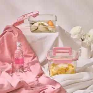 글라스락 핸디 퓨어 캔디핑크 2조 세트 (1.8L, 2.5L)