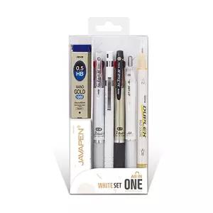 자바 올인원 종합선물세트 화이트 문구용 학용품 패키지 3색 멀티펜 볼펜 샤프 형광펜 샤프심 7본 선물세트