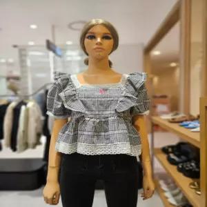 [에고이스트] 체크 스퀘어 러플 블라우스 EP3JB-703