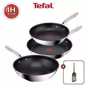 [테팔][에센셜긴뒤집개증정] 테팔 인덕션 SS 심플리쉐프 프라이팬 3종세트(팬24+팬28+웍28)