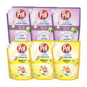 프릴 베이킹소다 레몬, 3개 + 리치 리필, 1L, 3개