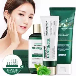 긴급진정&모공축소 핫템! 메디픽미 모공수축 리얼스피룰리나 포어 퍼펙트 워시오프마스크팩& 고농축 시카 수분 장벽 솔루션
