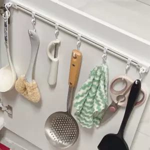 무타공 나사조임식 슬라이딩 훅 레일 행거 책상 옆 틈새 가방걸이 정리 40cm