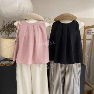 린넨민소매티 홀터넥 라운드 L 항공발송 루즈핏 빅사이즈 여름 상의 플레어