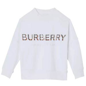 [국내발송] 버버리 키즈 엠브로이더리 로고 코튼 맨투맨 스 셔츠 화이트 8047437 6Y 8Y
