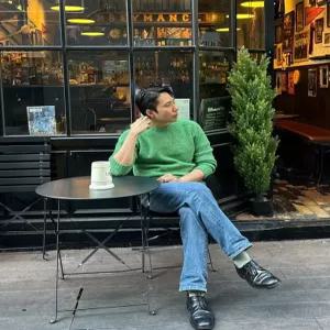 헤지스 남성 24FW [L:able][셔틀랜드 울] 그린 쉐기독 크루넥 니트 HZSW4D407E2