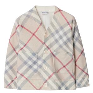 [국내발송] 24FW 버버리 키즈 체크 울 가디건 페일 스톤 8093145 4Y 6Y