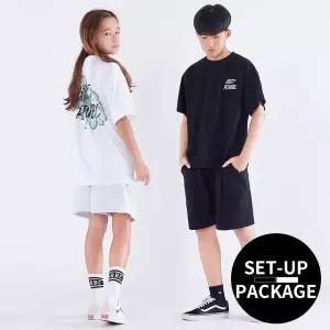 [ 주니어]주니어 펜듈럼 데이지 오버핏 반팔티 쇼츠 트레이닝 세트 JTS-J34601