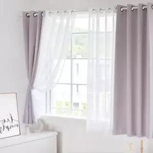 까르데코 디망쉬 암막+무지 레이스 작은창 창문형 커튼 4장