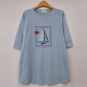 빅사이즈 506 물결튼튼마감박시티셔츠 DRIU393