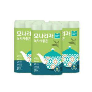 모나리자 녹차가좋은 3겹 25M 30롤 3개 총90롤 천연펄프 화장지 휴지