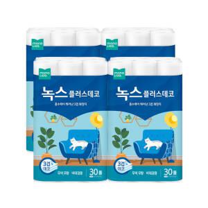 모나리자 플러스 3겹 27M 30롤 4개 총120롤 화장지 대용량 사업자 잘 녹는 화장지