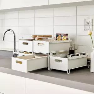 위즈홈 앤스택 슬라이딩 팬트리 틈새 수납 정리함 1단 