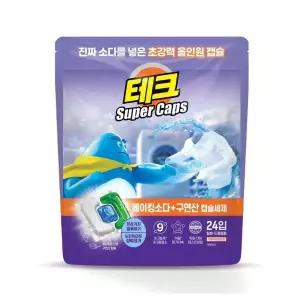 테크 수퍼캡스 베이킹+구연산 캡슐세제 24입 세제 청소용품