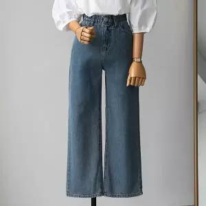 (안나앤플러스) 티스 밴딩 와이드 데님 팬츠[데님BY743] 빅사이즈