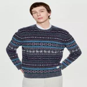 헤지스 남성 25FW [시즌오프][셔틀랜드 울] 쉐기독 페어아일 니트 HZSW5D486G2