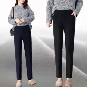 힙제이 부드러운 기모가 포인트 스판 슬랙스 빅사이즈까지 블랙 겨울 여성바지 4XL