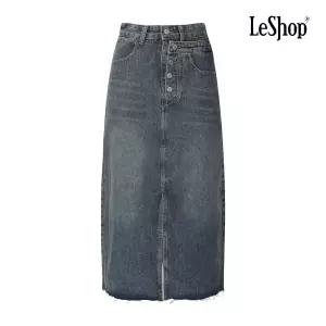 [롯데백화점]르샵 버튼 디테일 슬릿 데님 롱 스커트 BPASK001A